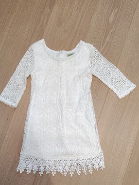 Little Mass White Lace Crochet Hem Dress